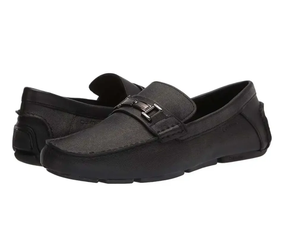 Calvin Klein Magnus Men's Slip-On Loafer in Black Weave Emboss